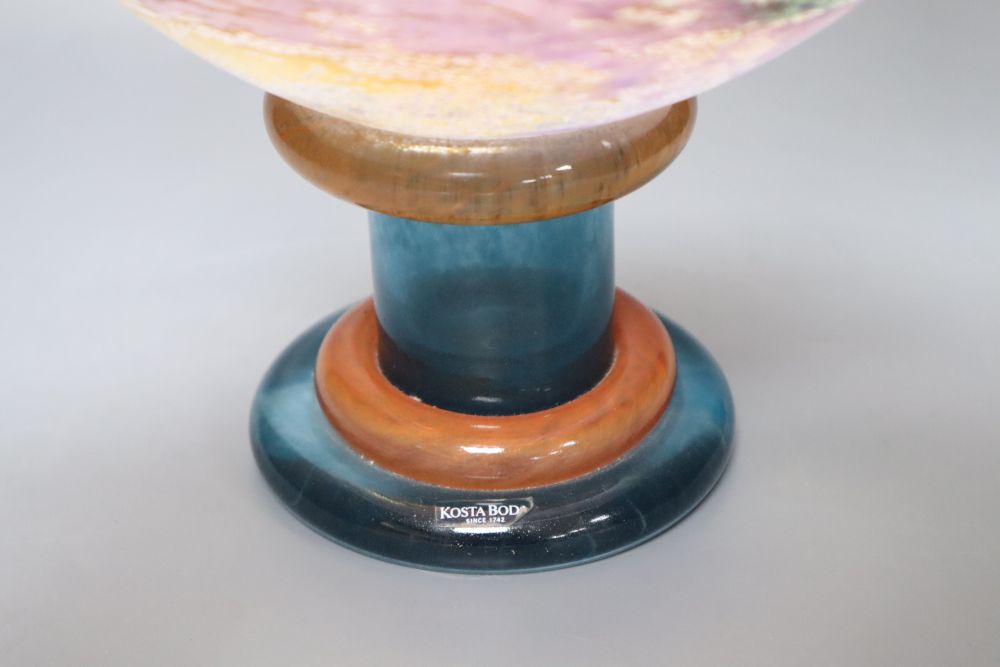 A large glass Kosta coloured art glass pedestal bowl, indistinctly inscribed and numbered beneath, 31cm diameter